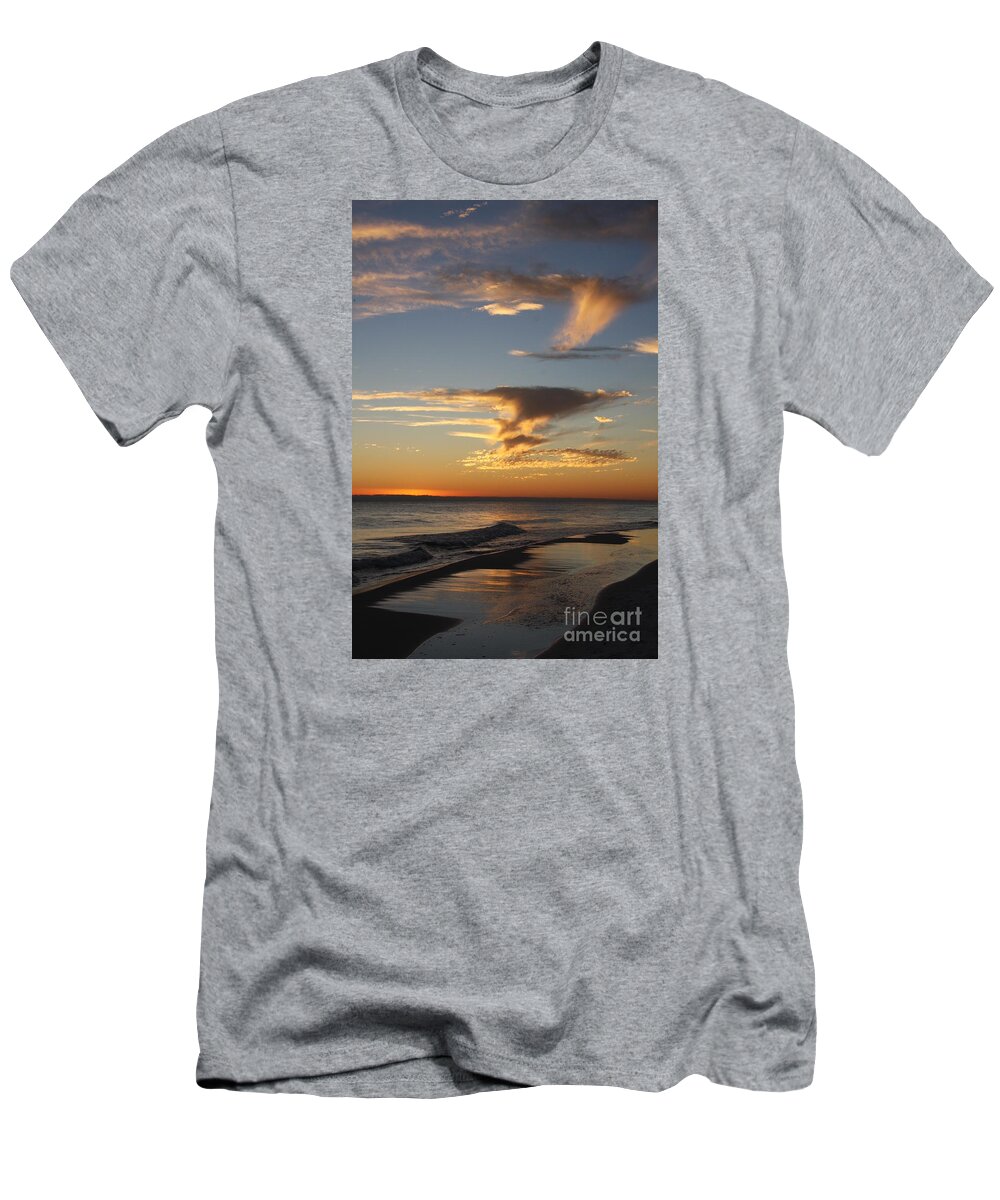 Sunset T-Shirt featuring the photograph Golden Clouds And Blue Sky by Christiane Schulze Art And Photography