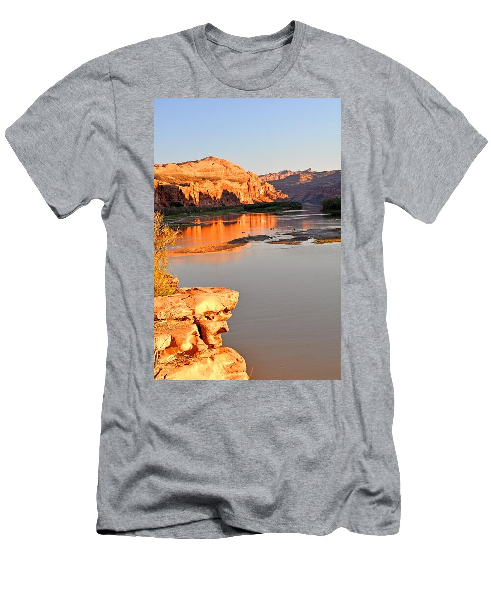 Sunset T-Shirt featuring the photograph Golden Sunset on the Colorado by Marty Koch