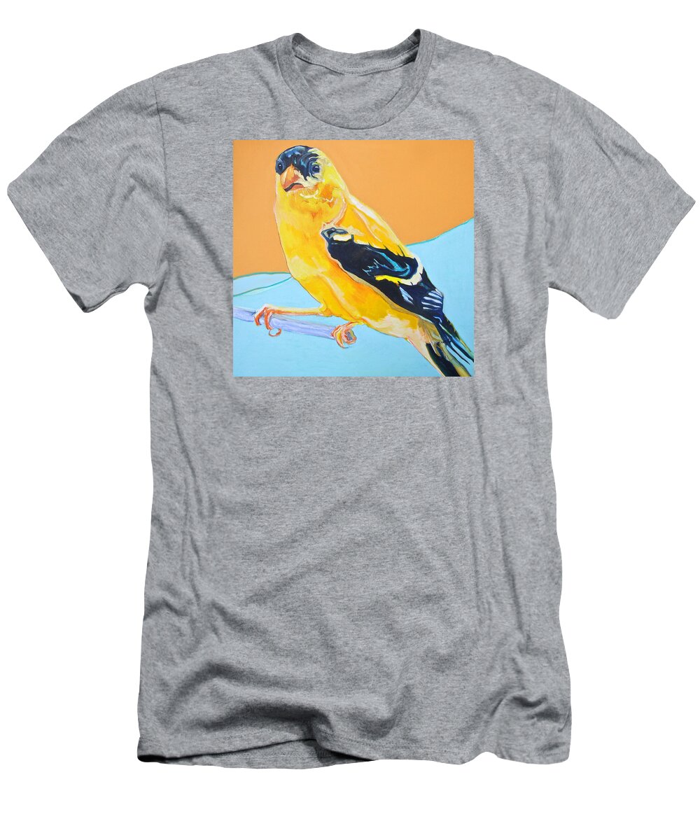 Birds T-Shirt featuring the painting Goldfinch by Jamie Downs