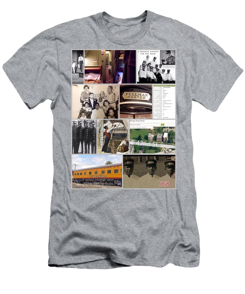 Digital Art Collage T-Shirt featuring the digital art GrandPop Pullman Porter by Karen Buford