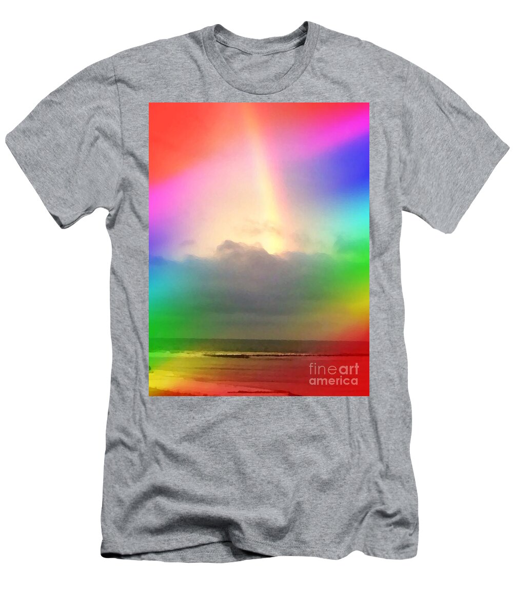 Rainbow T-Shirt featuring the mixed media Gulf Rainbow by Michelle Stradford