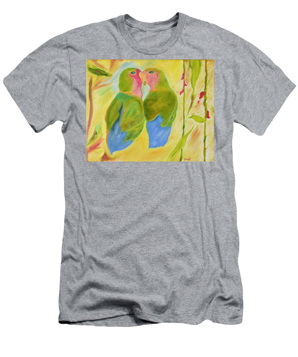 Love Birds T-Shirt featuring the painting Harmony by Meryl Goudey
