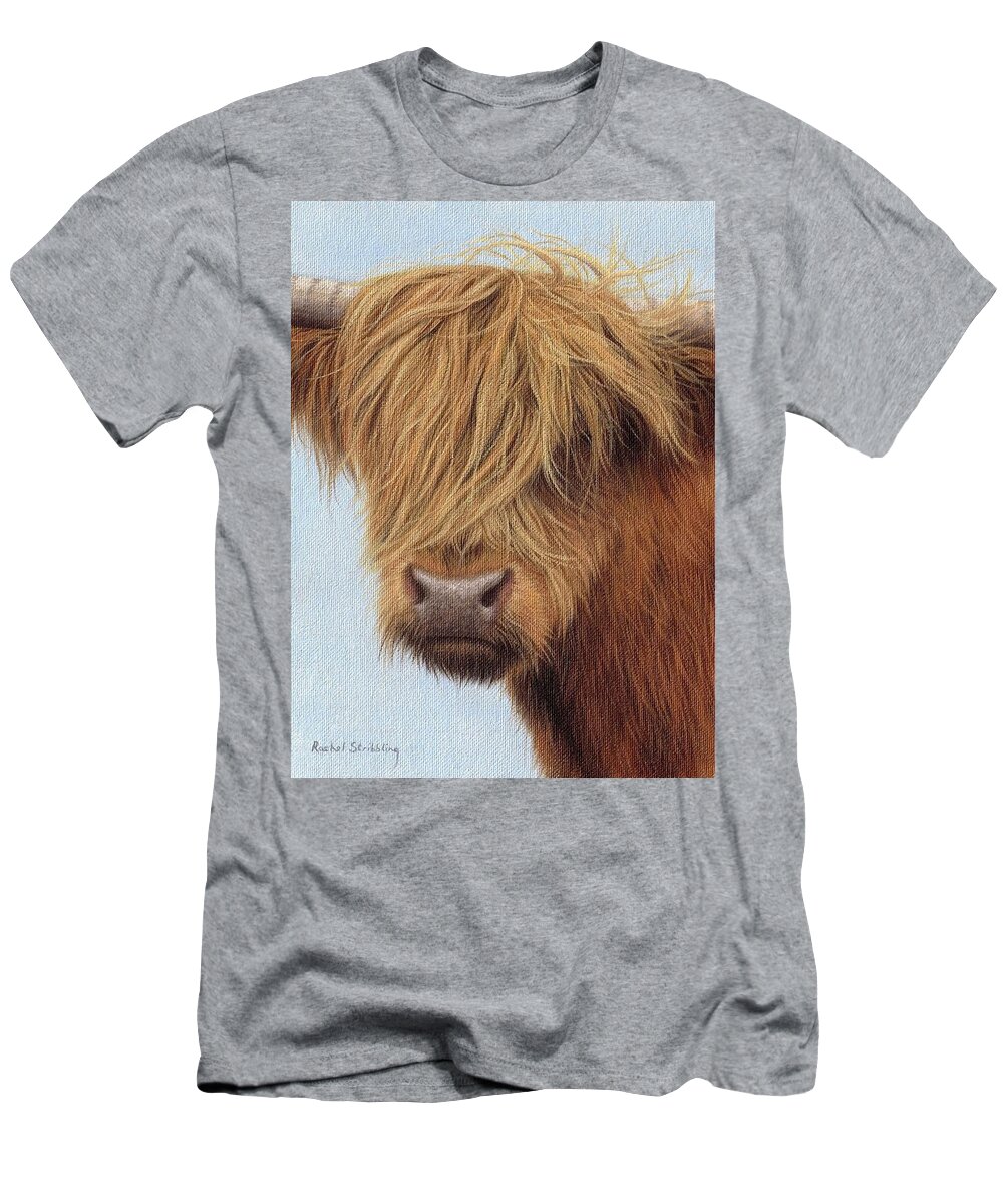 Highland Cow T-Shirt featuring the painting Highland Cow Painting by Rachel Stribbling
