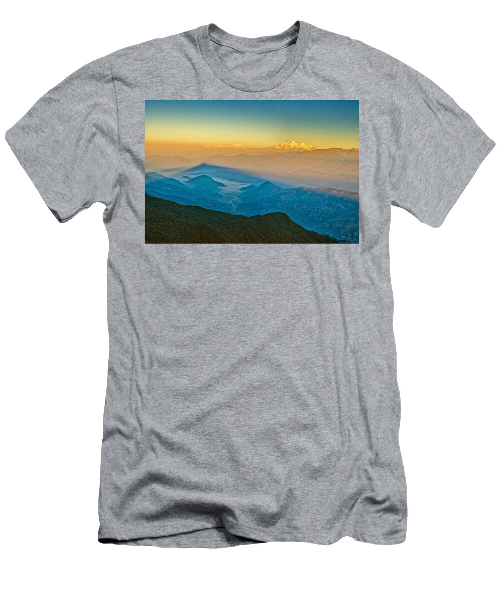 Fog T-Shirt featuring the photograph Himalayan Mountains View from Mt. Shivapuri by U Schade