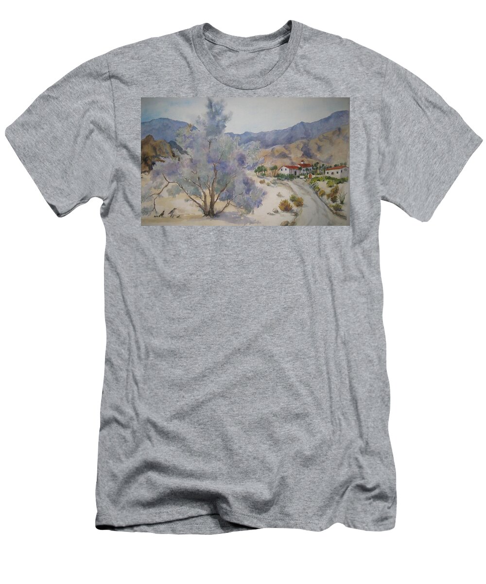 Desertscape T-Shirt featuring the painting Historic La Quinta Cove by Maria Hunt