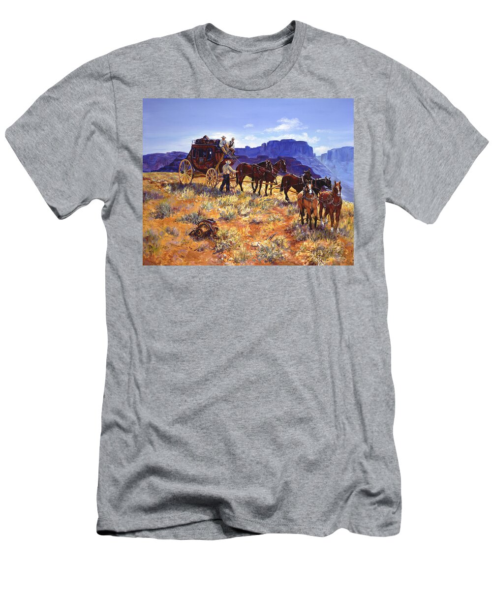 Stagecoach T-Shirt featuring the painting Hitchin by Page Holland