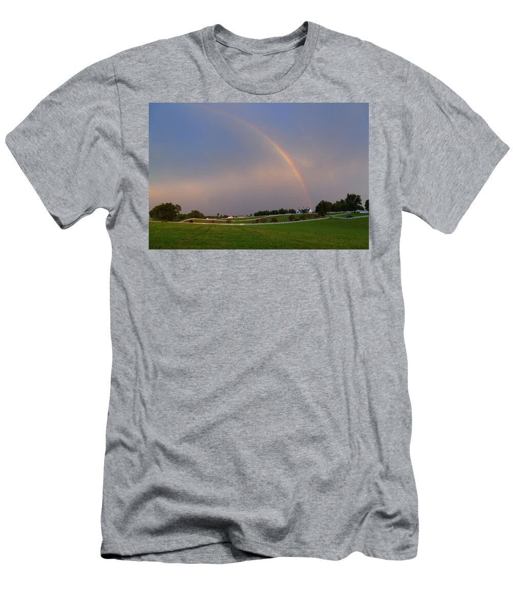 Farm T-Shirt featuring the photograph Horse Farm After the Storm by Alexey Stiop