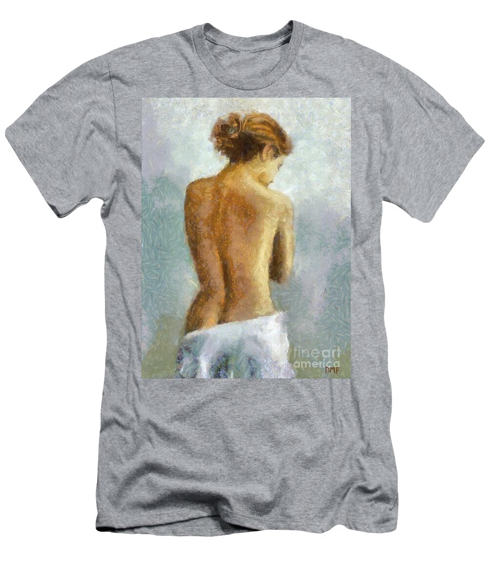 Nude T-Shirt featuring the painting In Anticipation by Dragica Micki Fortuna