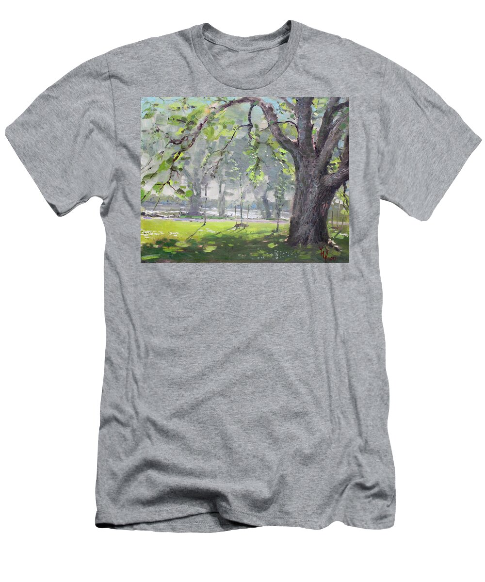  Shade T-Shirt featuring the painting In the Shade of the Big Tree by Ylli Haruni