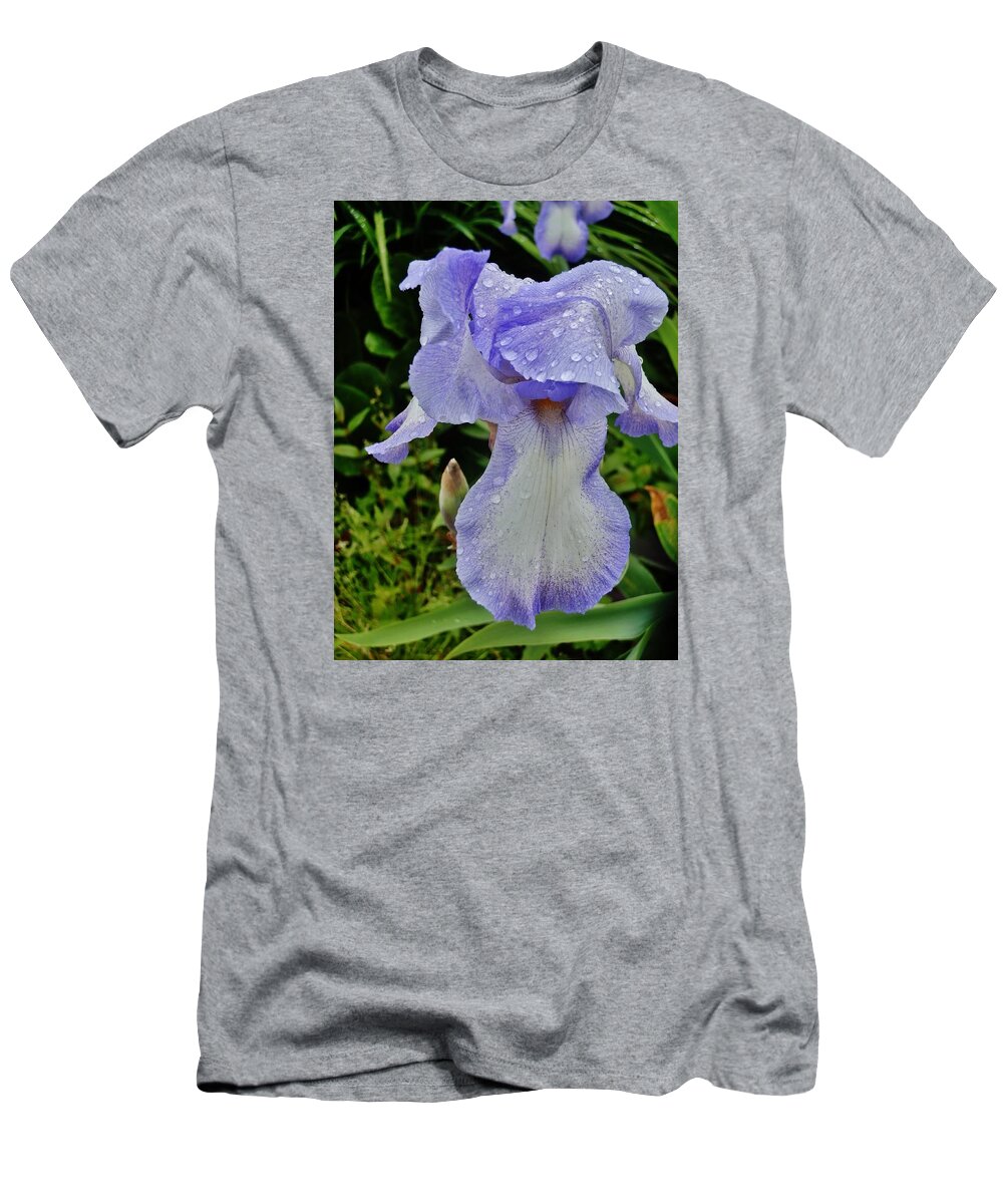 Flower T-Shirt featuring the photograph Iris After the Rain by VLee Watson
