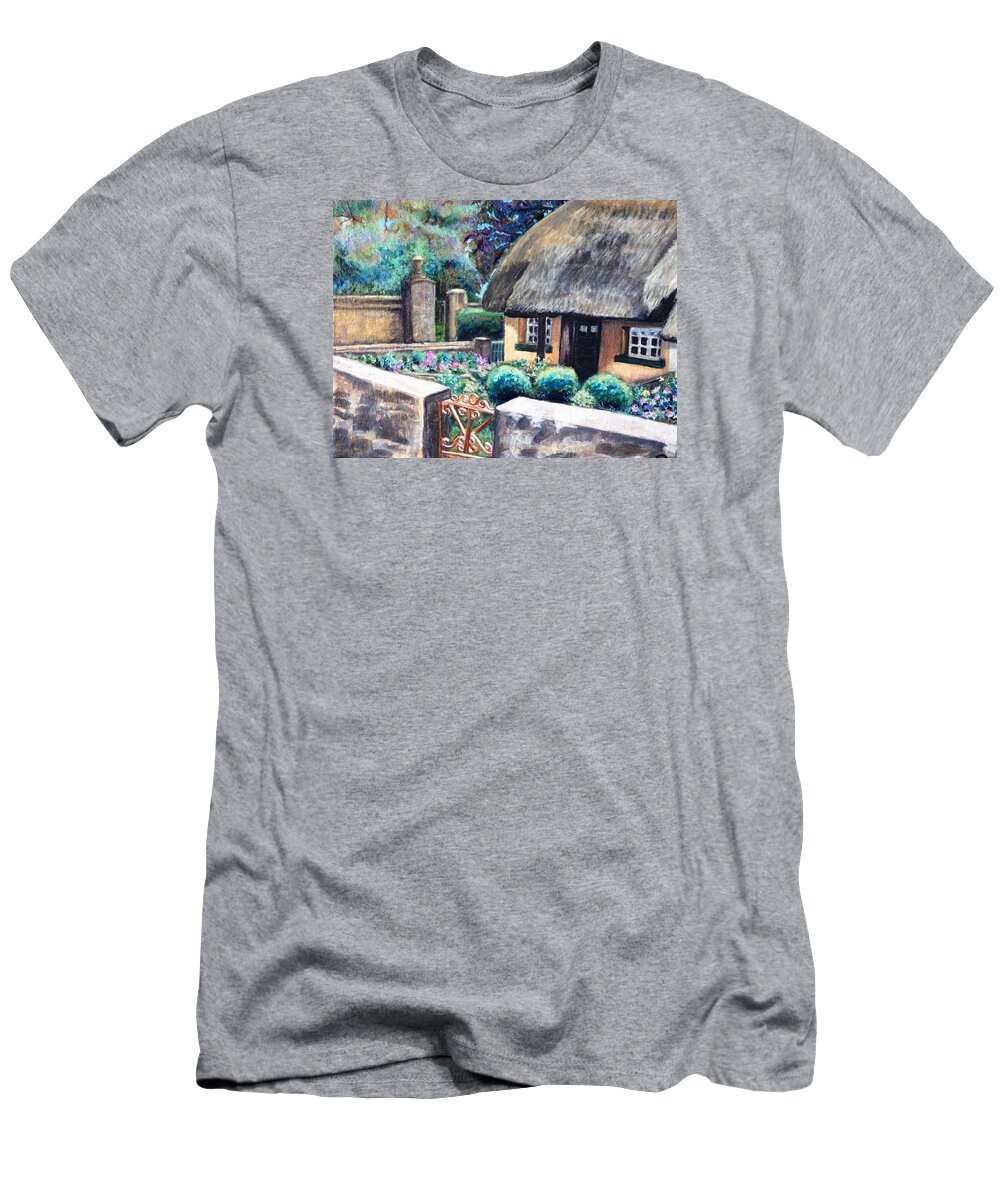 Landscape T-Shirt featuring the painting Irish Cottage by Linda Markwardt