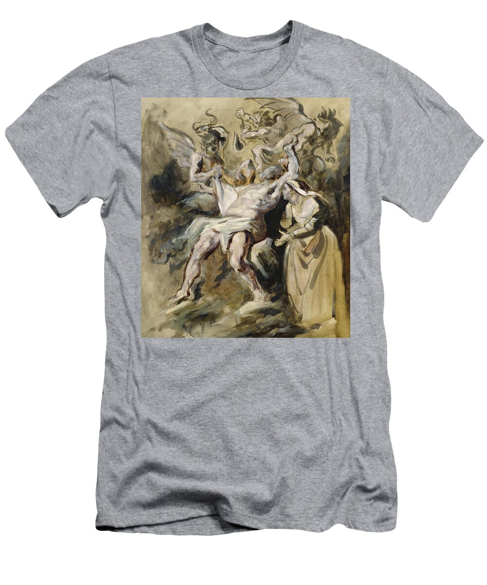 Job T-Shirt featuring the painting Job Tormented by the Demons by Eugene Delacroix
