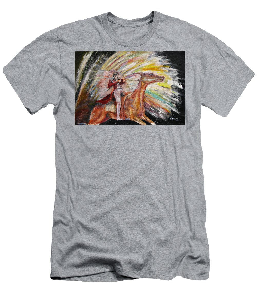 Horses T-Shirt featuring the painting Jump The Rainbow by Tom Conway