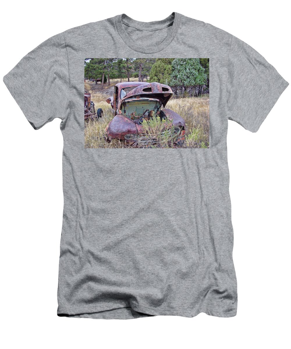 Junkyard T-Shirt featuring the photograph Junkyard Series Wyoming by Cathy Anderson