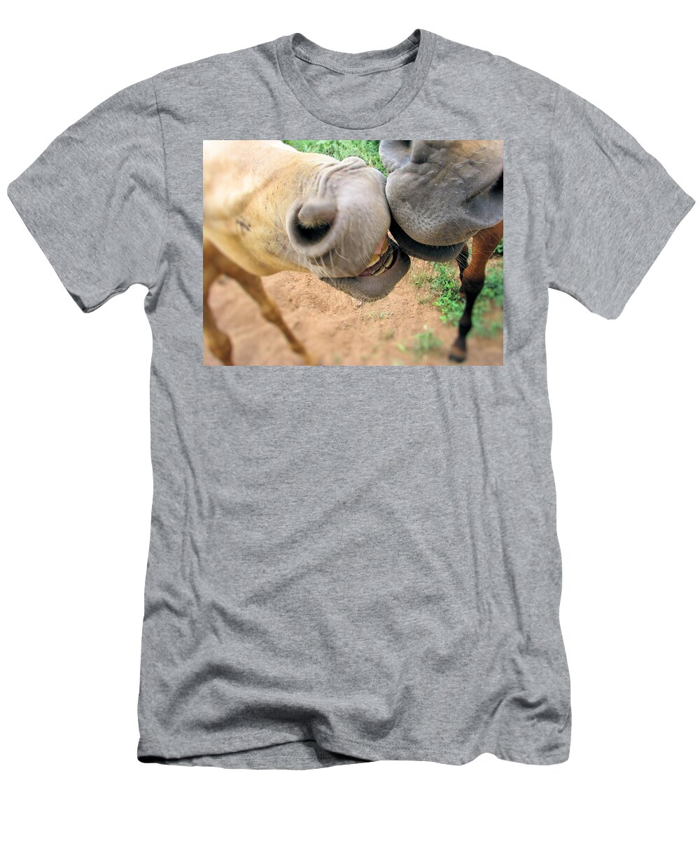 Horse T-Shirt featuring the painting Kisses by Page Holland