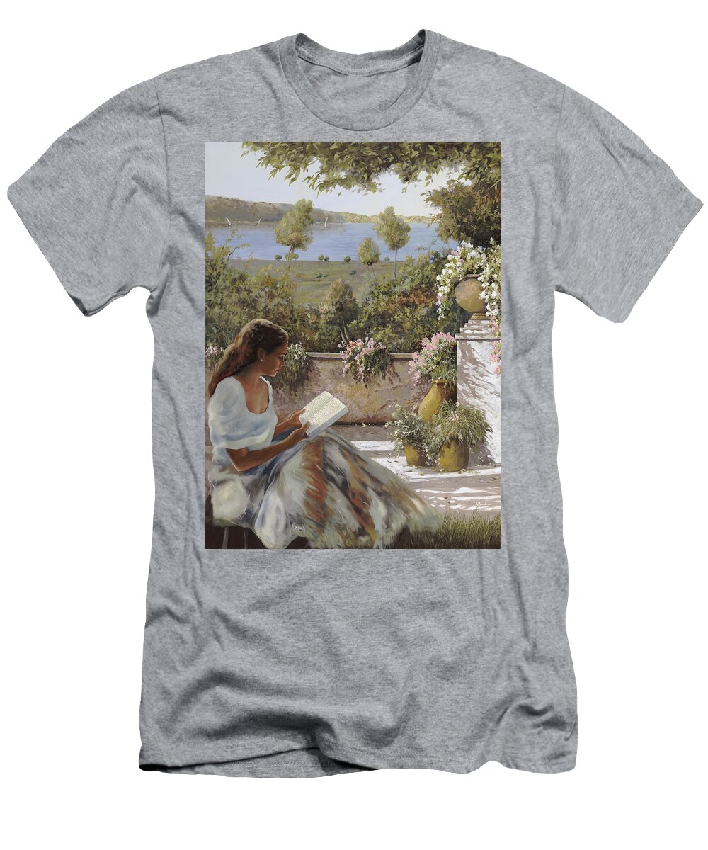 Read T-Shirt featuring the painting La Lettura All'ombra by Guido Borelli