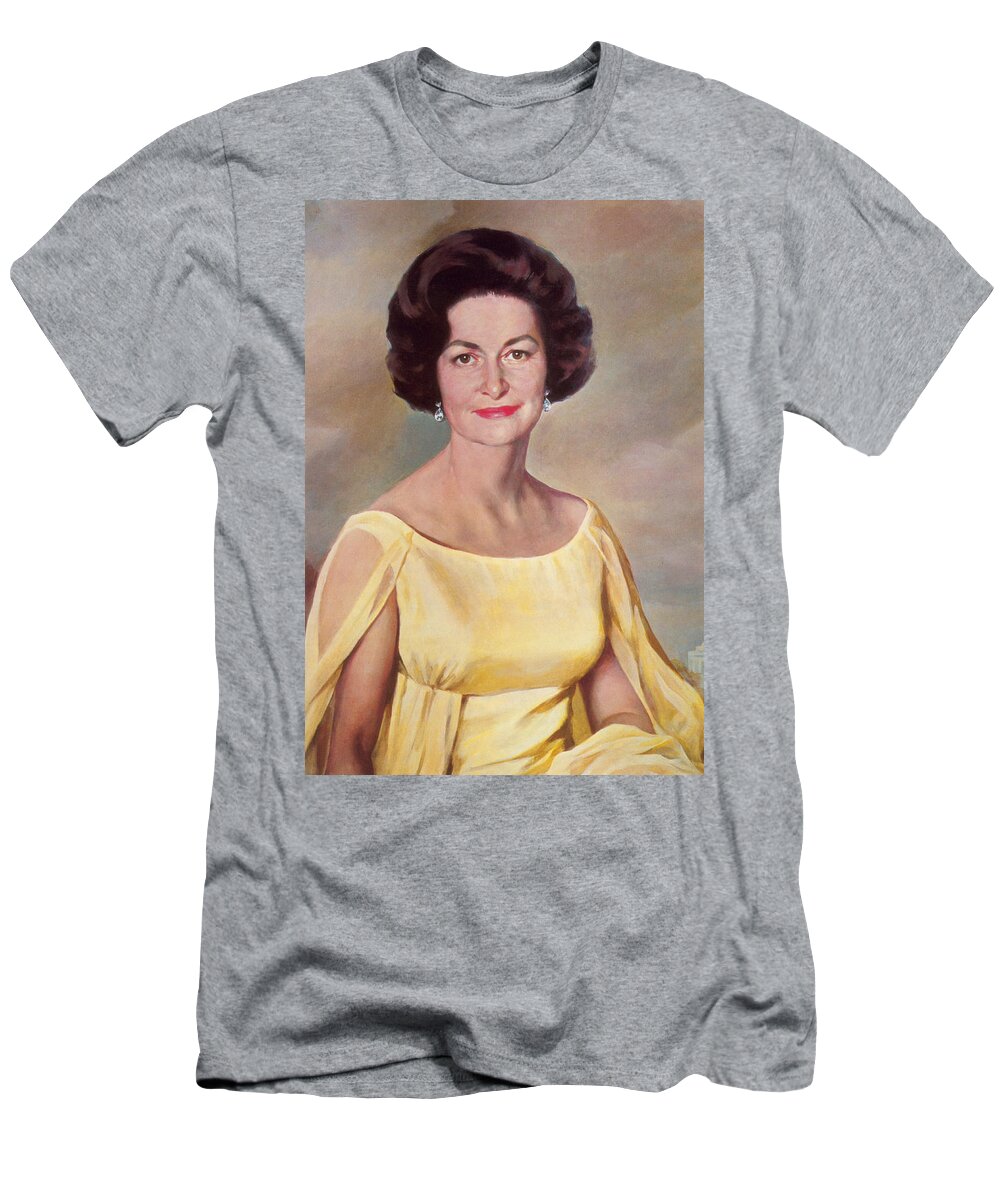 Government T-Shirt featuring the painting Lady Bird Johnson, First Lady by Science Source