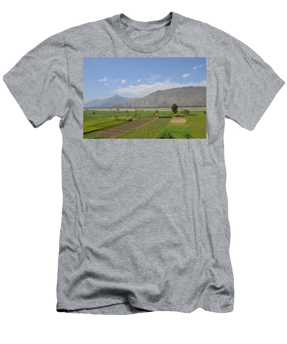 Mountains T-Shirt featuring the photograph Landscape of mountains sky and fields Swat Valley Pakistan by Imran Ahmed