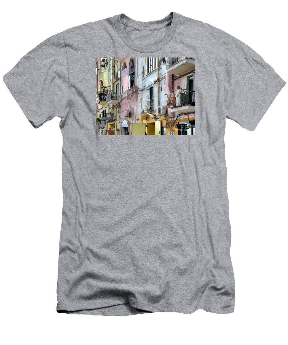 Procida T-Shirt featuring the photograph Laundry Day In Procida by Jennie Breeze