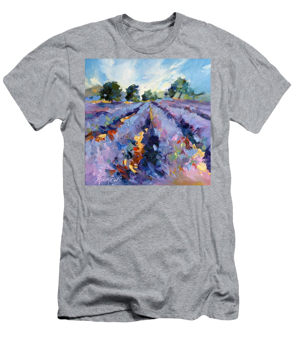 Provence T-Shirt featuring the painting Lavender Blues by Rae Andrews