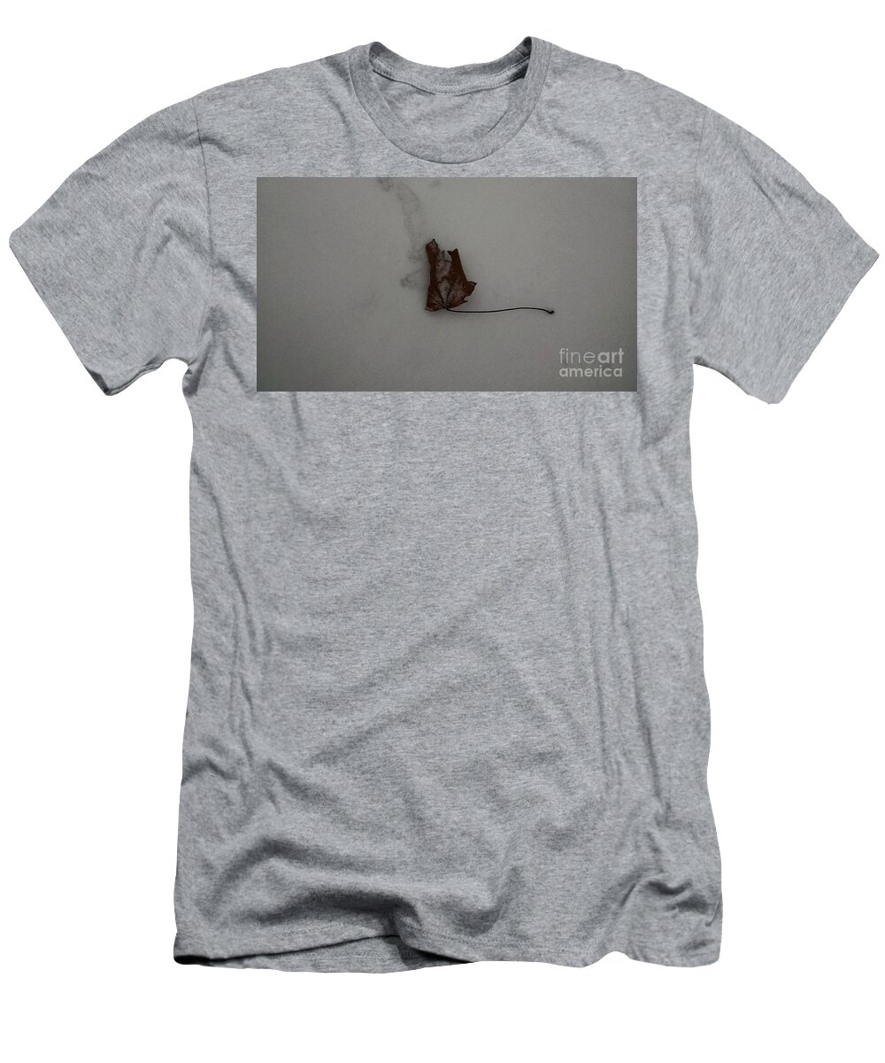 Leaf T-Shirt featuring the photograph Leaf In Snow by Alice Markham