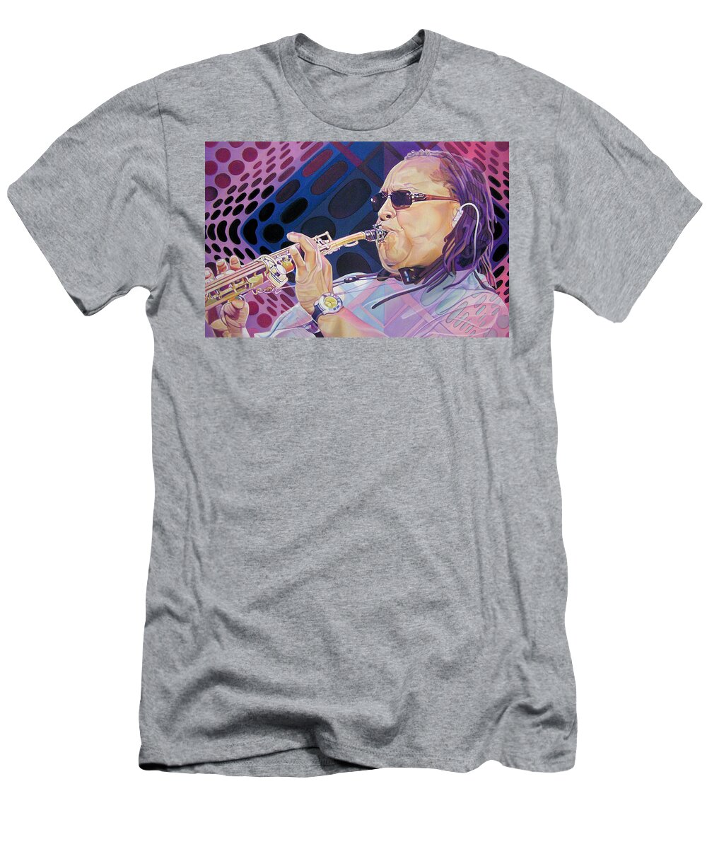 Leroi Moore T-Shirt featuring the drawing Leroi Moore-Op Art Series by Joshua Morton