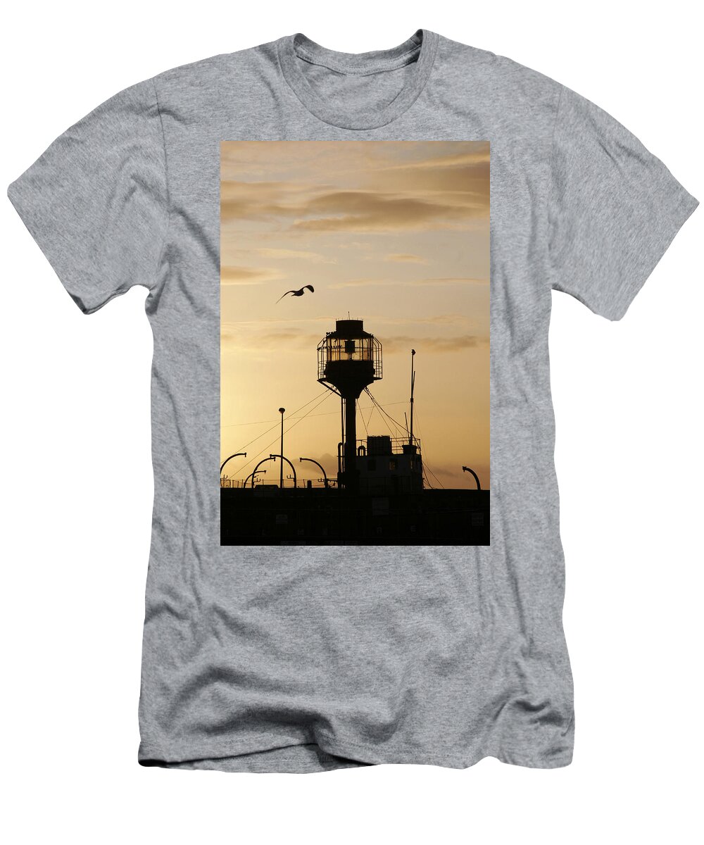 Light T-Shirt featuring the photograph Light ship silhouette at sunset by Steve Ball