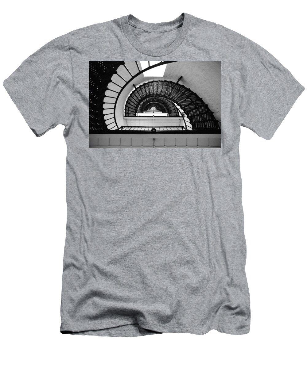 Black T-Shirt featuring the photograph Lighthouse Spiral by Beverly Stapleton
