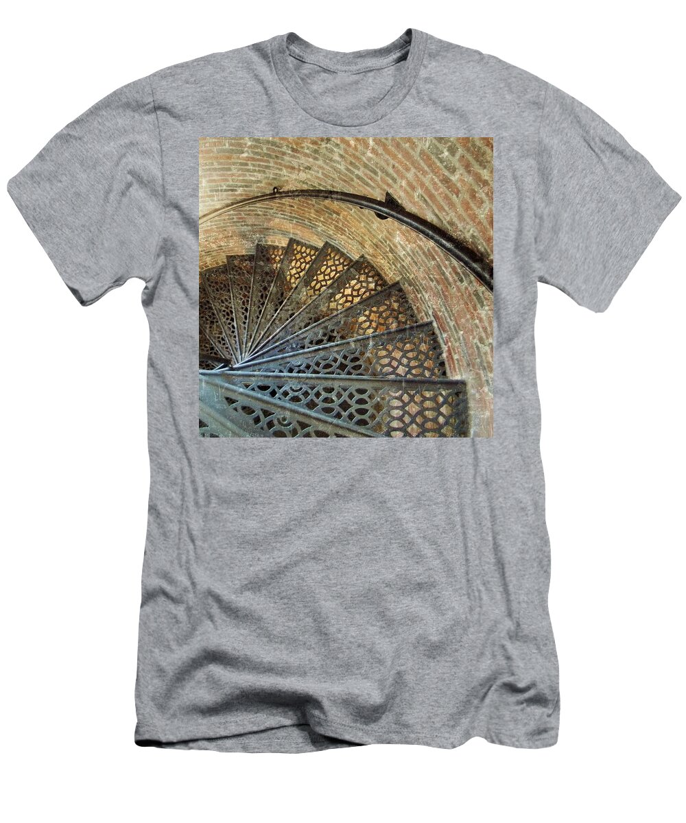 Pemaquid Lighthouse Bristol Maine T-Shirt featuring the photograph Lighthouse Spiral Staircase by Jean Goodwin Brooks