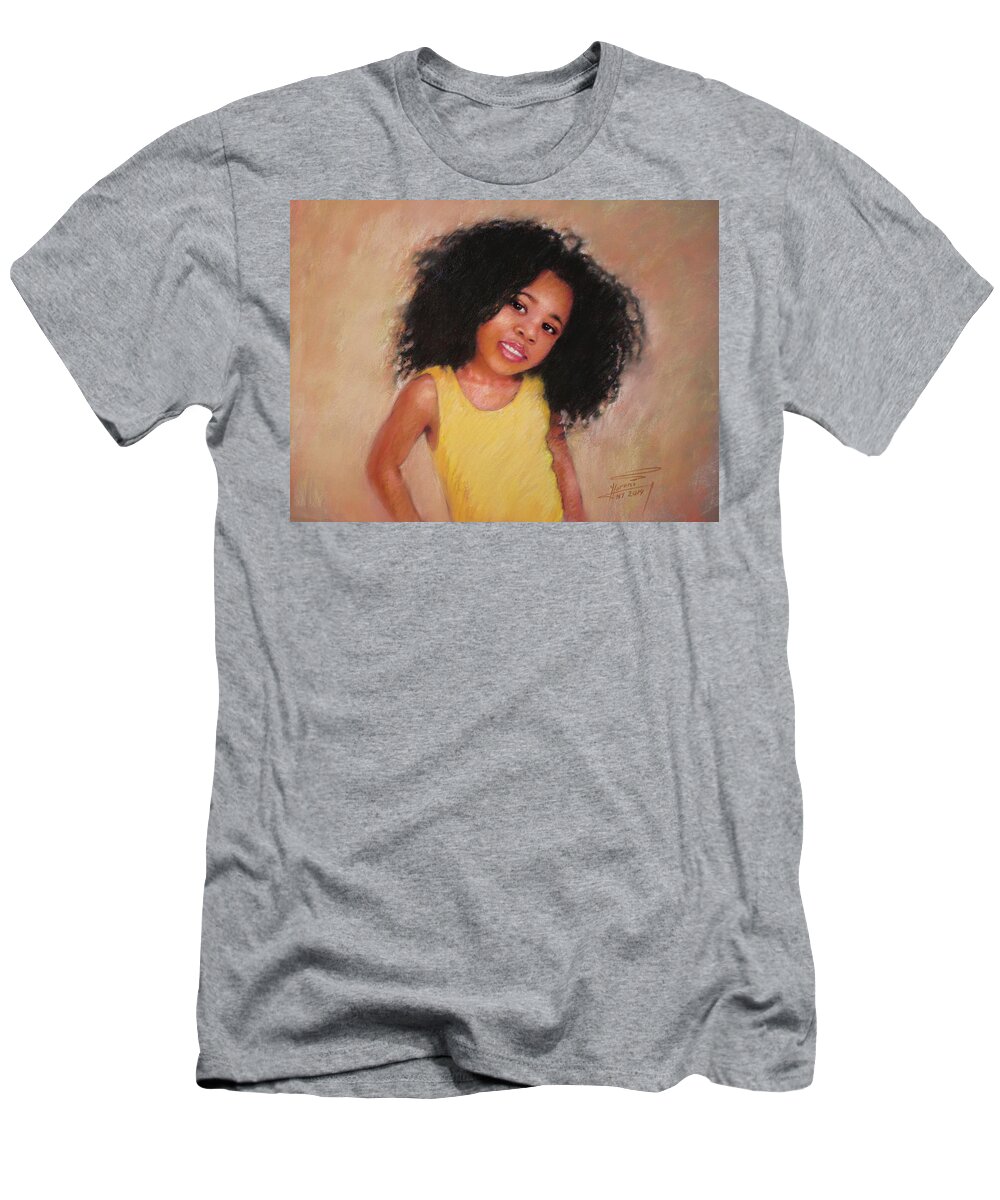 Pretty Girl T-Shirt featuring the pastel Little Girl by Ylli Haruni