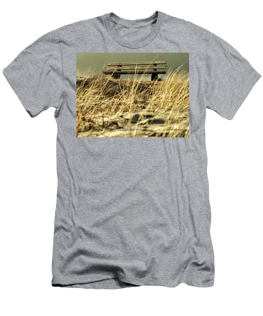 Bench T-Shirt featuring the photograph Lonely bench by Mike Santis