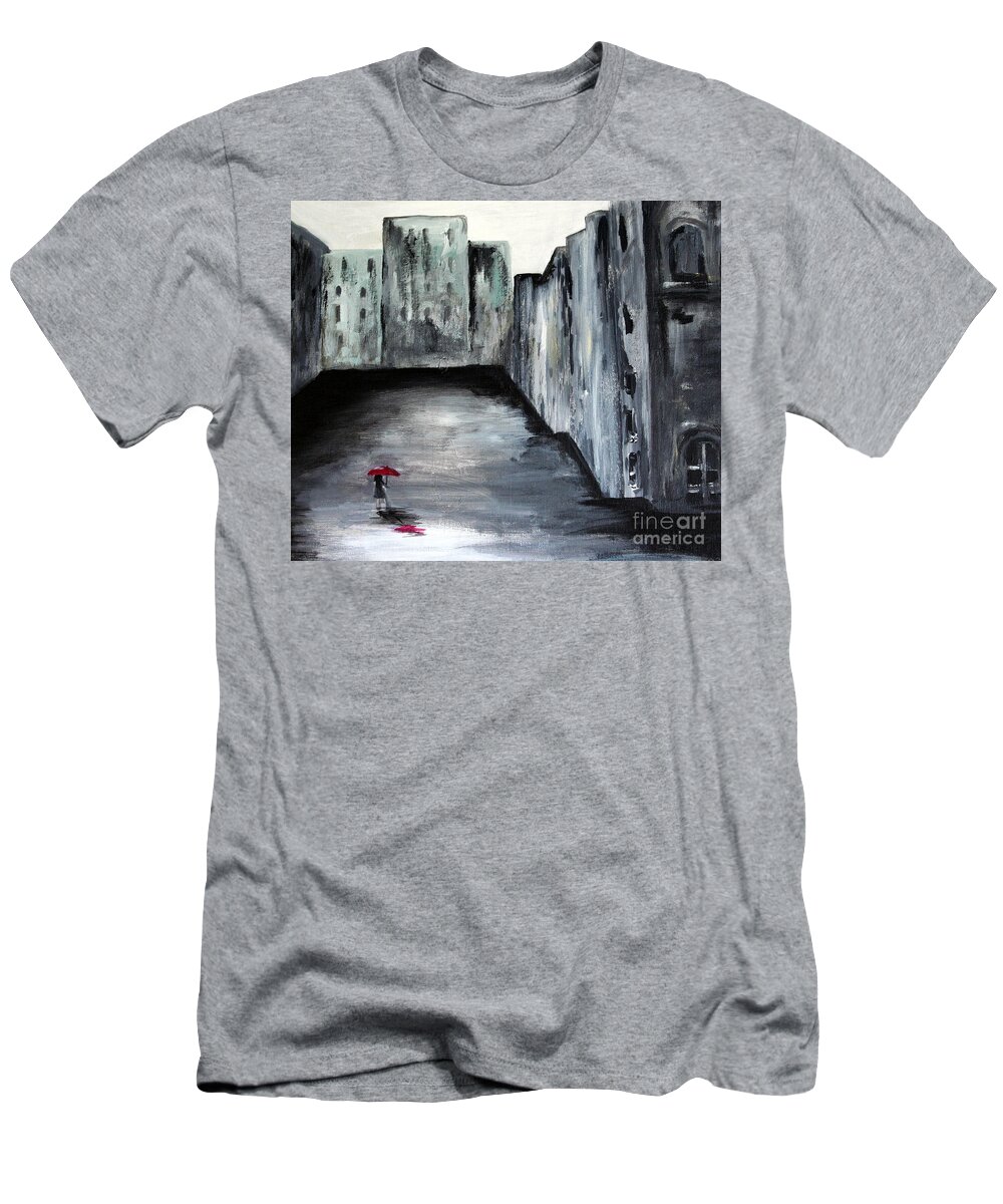 City T-Shirt featuring the painting Lost in Life by Julie Lueders 