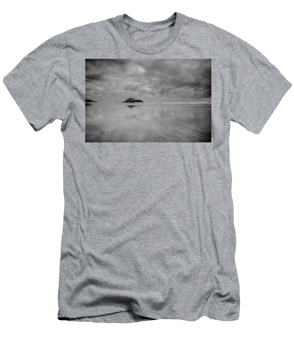  T-Shirt featuring the photograph Love the Lovekin Rock at Long Beach by Roxy Hurtubise