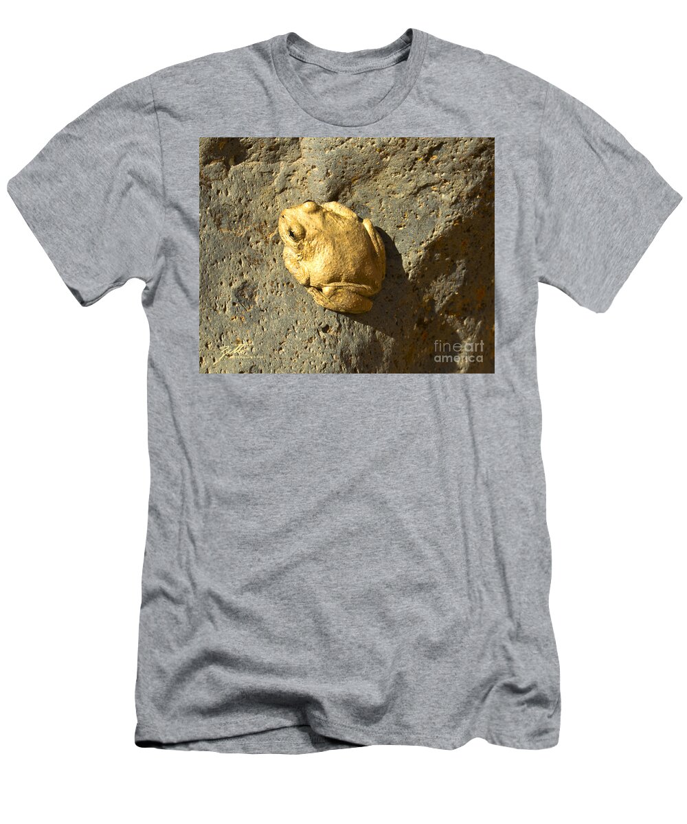 Frog T-Shirt featuring the pyrography Lucky Charm by Suzette Kallen