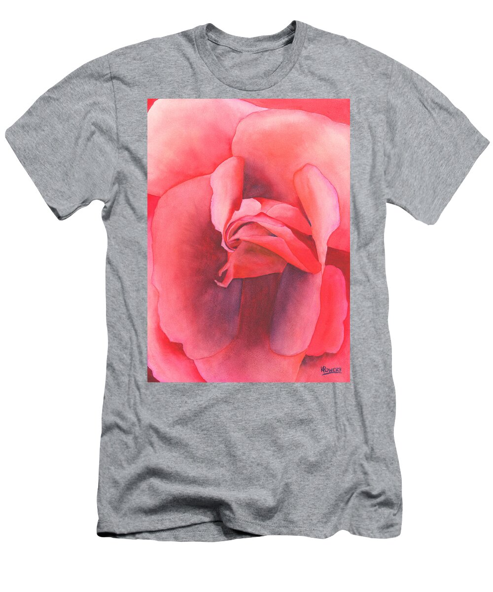 Rose T-Shirt featuring the painting Macro Rose by Ken Powers