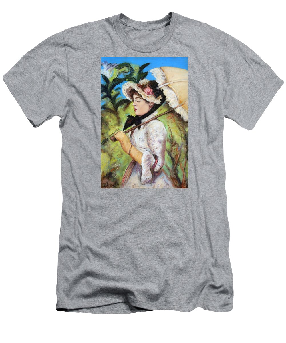 Manet T-Shirt featuring the pastel Manet Woman with Parasol by Melinda Saminski
