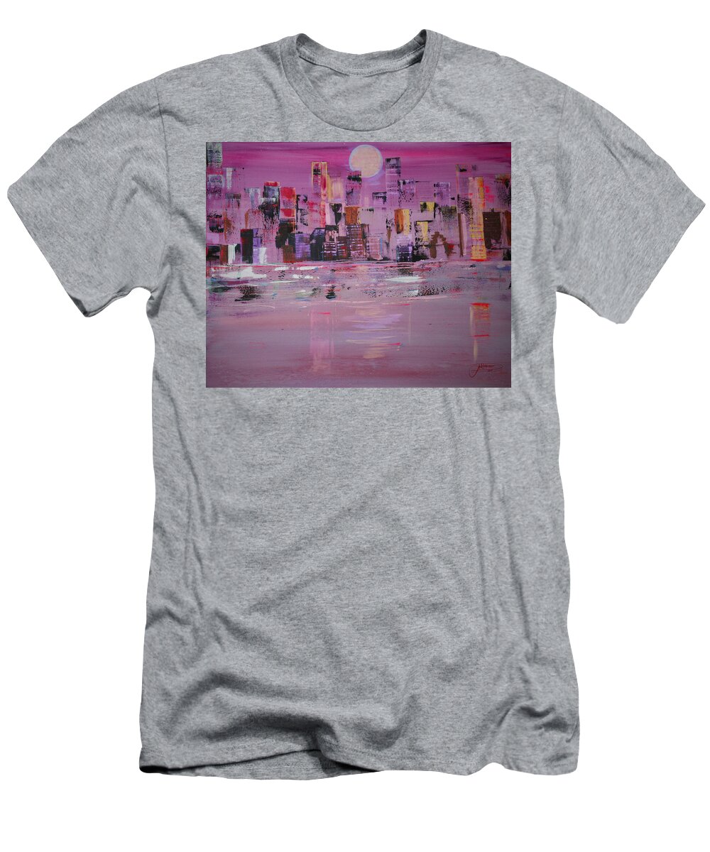 Art T-Shirt featuring the painting Manhattan Moonshine by Jack Diamond