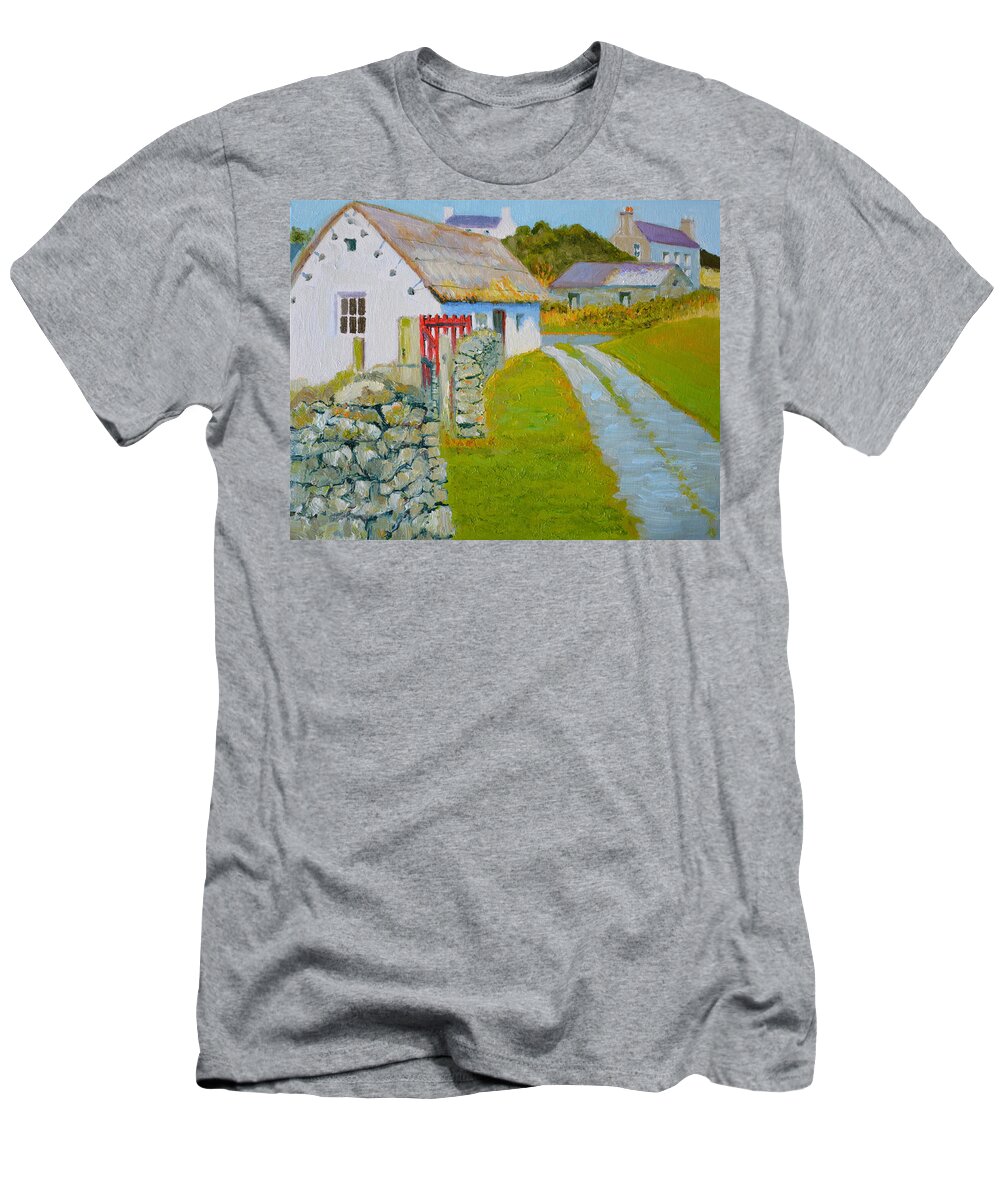 Landscape T-Shirt featuring the painting Manx Red Gate by Dai Wynn