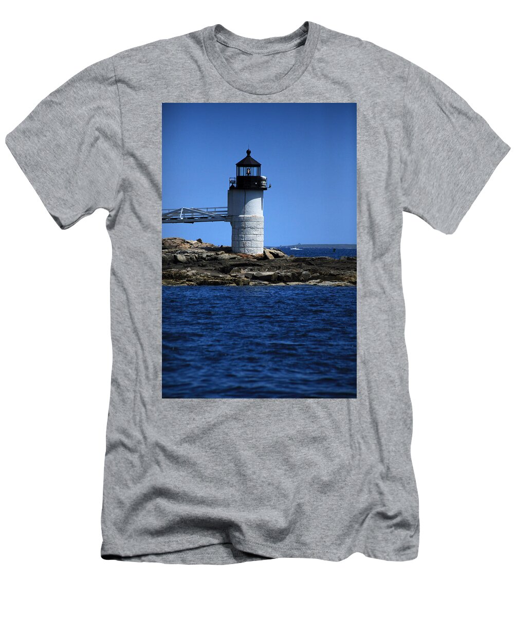Lighthouse T-Shirt featuring the photograph Marshall Point Surrounded by Blue by Karol Livote