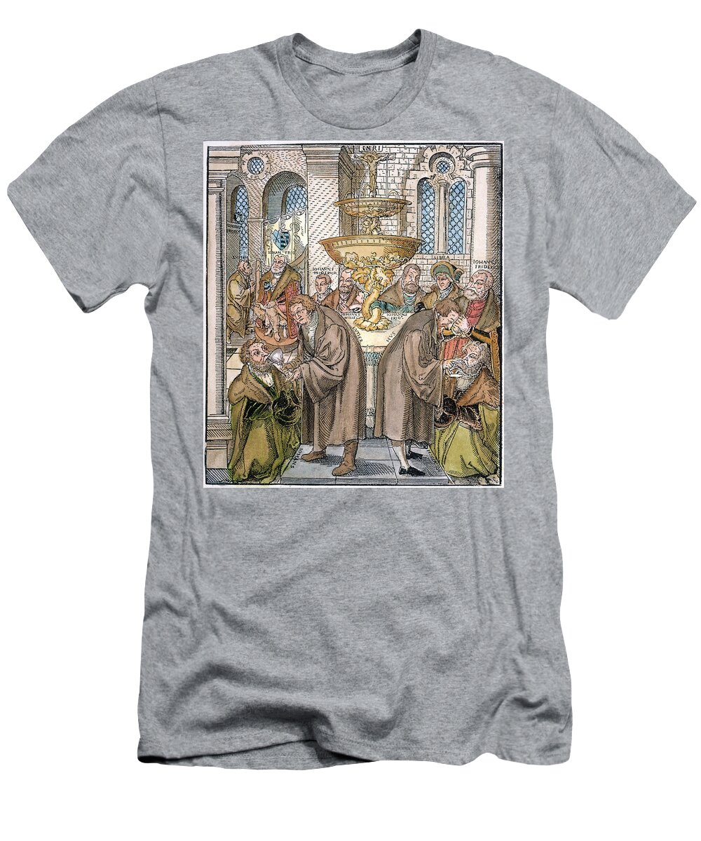 16th Century T-Shirt featuring the painting Martin Luther & Jan Hus Giving by Granger