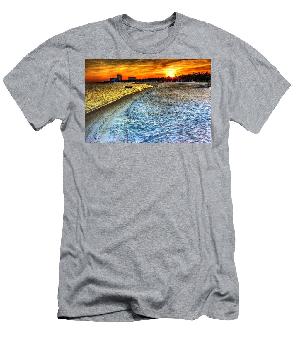 Mississippi Gold T-Shirt featuring the photograph Beach - Coastal - Sunset - Mississippi Gold by Barry Jones