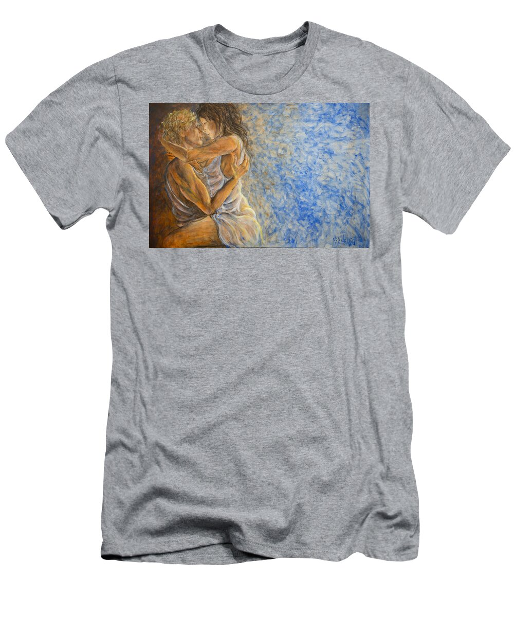 Romance T-Shirt featuring the painting Misty Romance by Nik Helbig