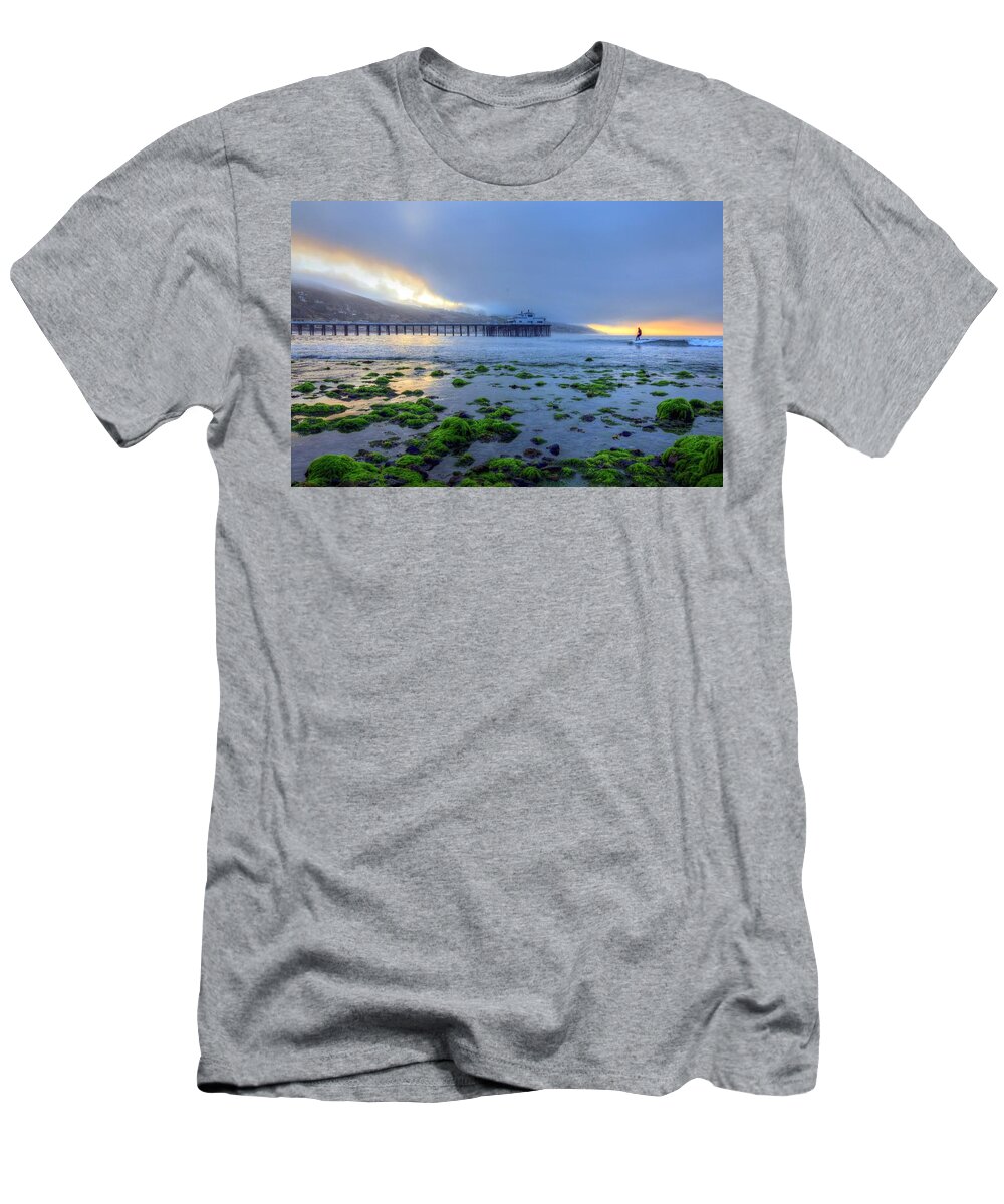 Malibu T-Shirt featuring the photograph Morning Malibu Surf by Richard Omura