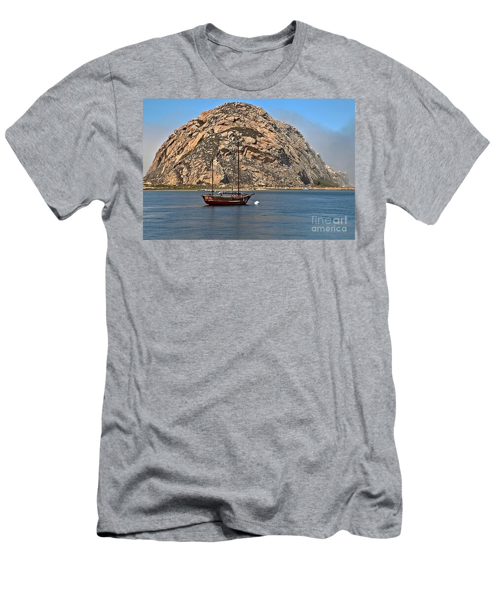 Morro Rock T-Shirt featuring the photograph Morro Rock Bay by Adam Jewell