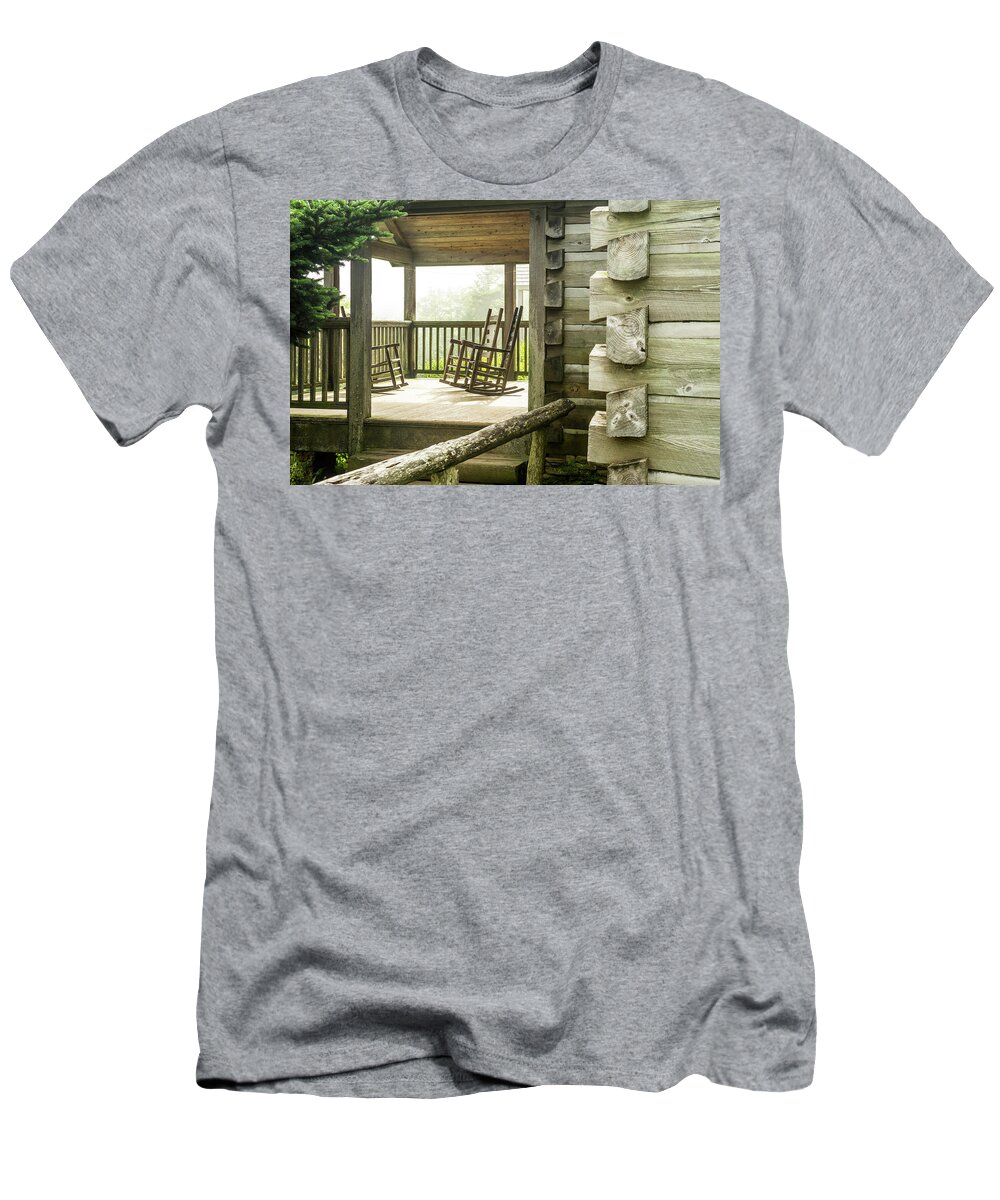 Architecture T-Shirt featuring the photograph Mount Leconte Lodge Porch, Great Smoky by Kennan Harvey