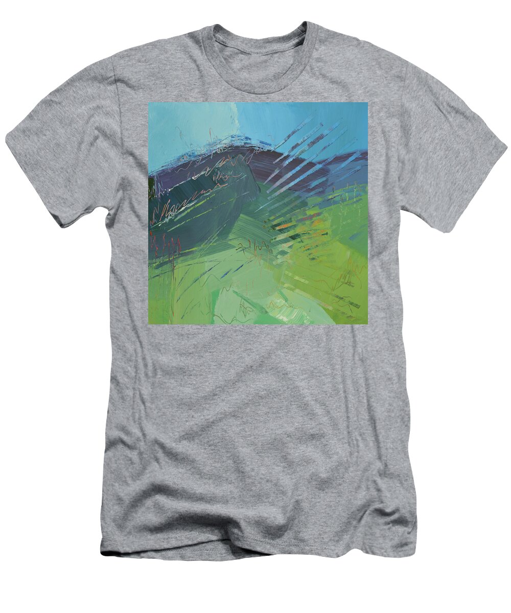 Mountain T-Shirt featuring the painting Mountain High by Linda Bailey