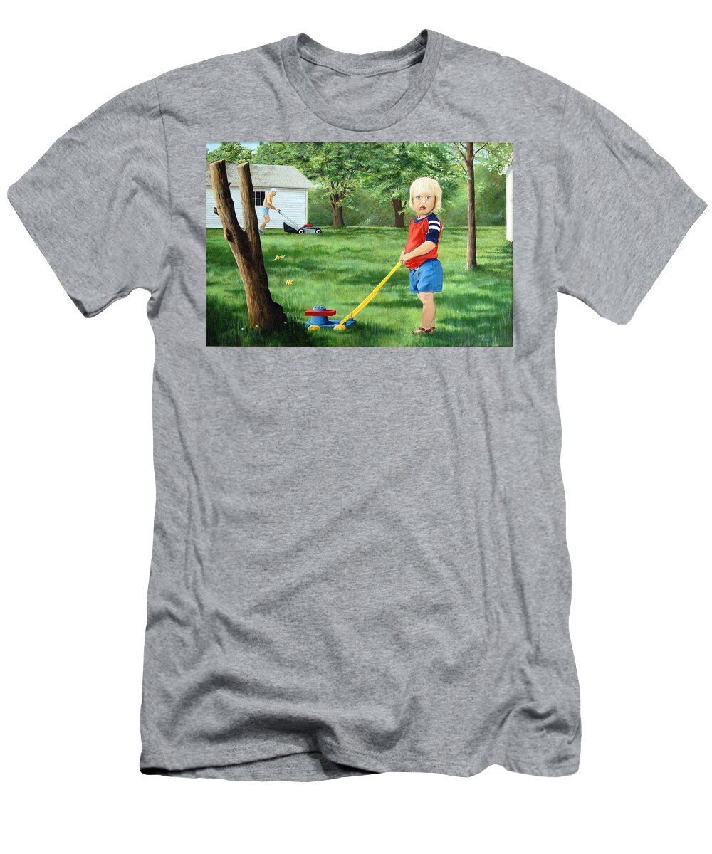 Figures T-Shirt featuring the painting Mowing by AnnaJo Vahle