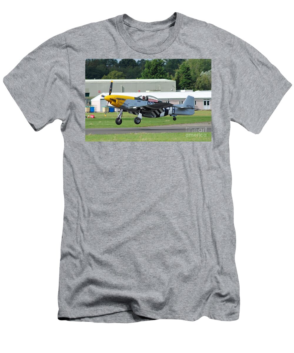 Mustang T-Shirt featuring the photograph Mustang fighter landing by David Fowler