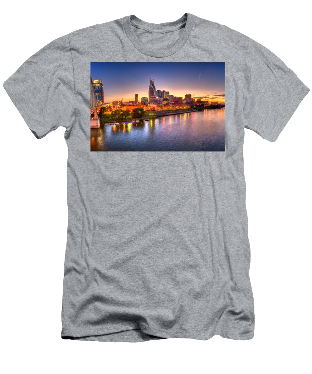 City T-Shirt featuring the photograph Nashville Skyline by Brett Engle
