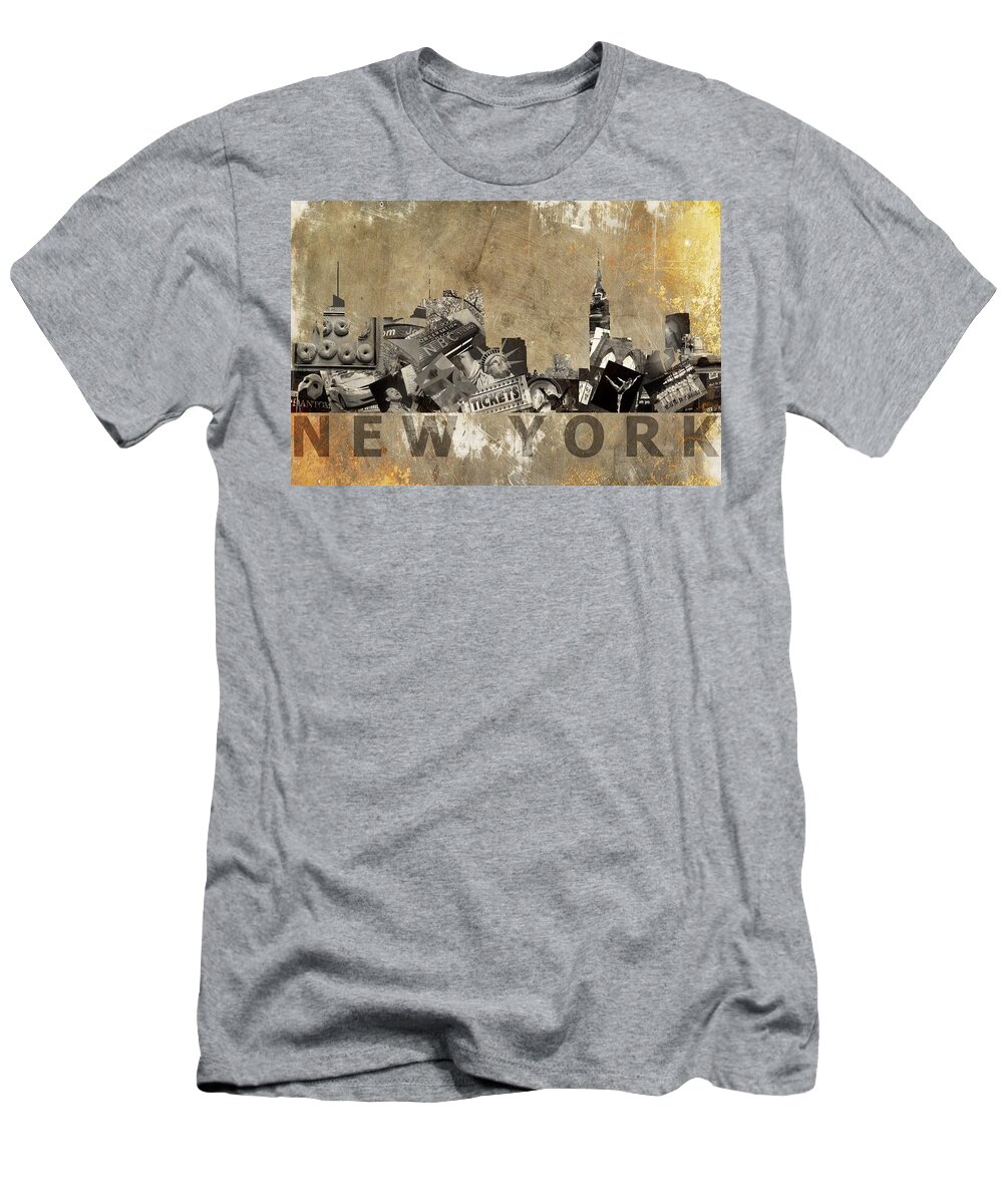New York In Grunge T-Shirt featuring the photograph New York City Grunge by Suzanne Powers